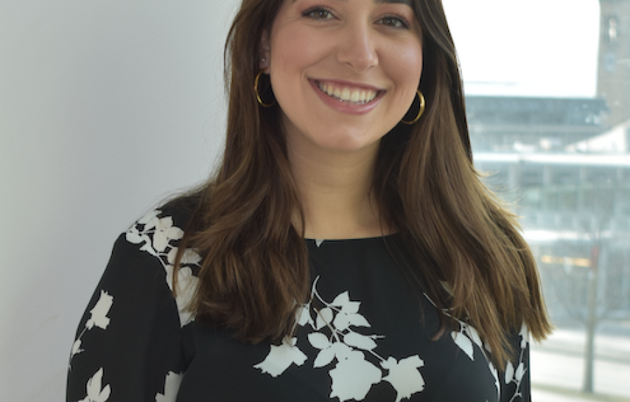 student Markella Tsalikis smiling on Cornell's campus 