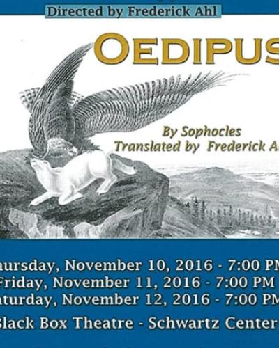 A poster advertising a production of Oedipus the King 